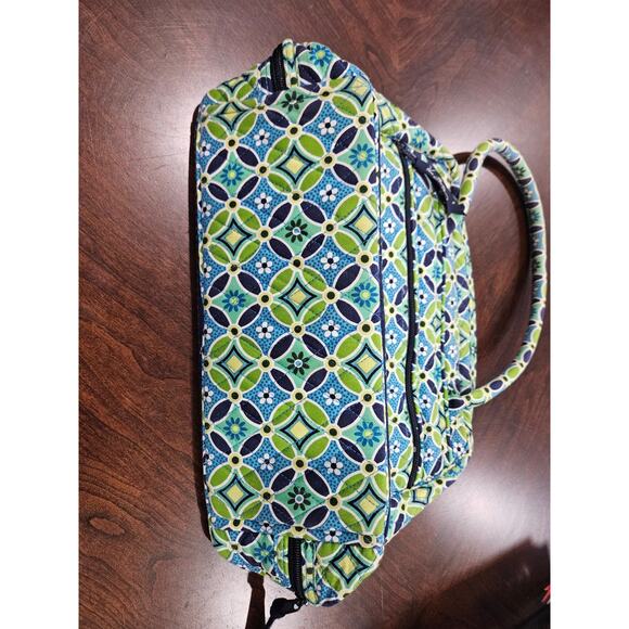 Retired Vera Bradley Daisy Daisy Blue Lime Green Floral Handbag - Picture 3 of 6